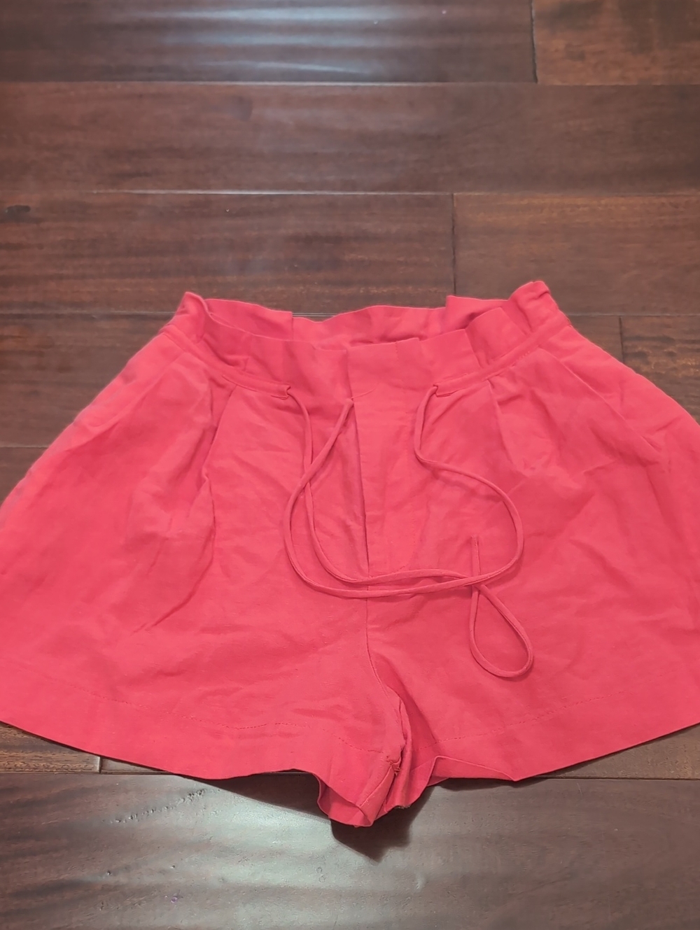 Flying Tomato High-Waist Drawstring Shorts in Red